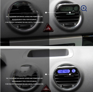 Car Clock Thermometer Two-in-one Luminous Electronic Watch Car